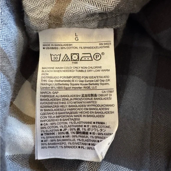 GAP lived in plaid button down size L blue and grey - Picture 4 of 4